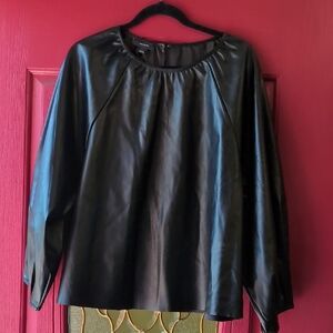 Alfani Women's Black Vegan Leather Blouse